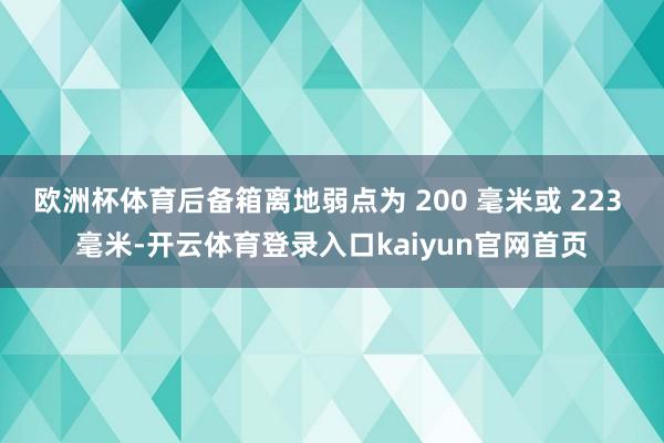 欧洲杯体育后备箱离地弱点为 200 毫米或 223 毫米-开云体育登录入口kaiyun官网首页