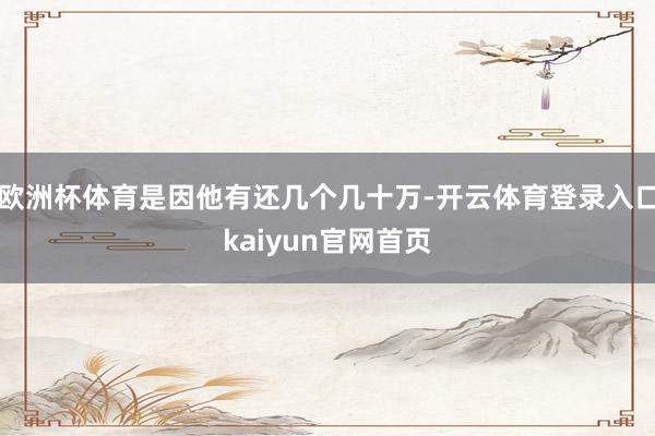 欧洲杯体育是因他有还几个几十万-开云体育登录入口kaiyun官网首页