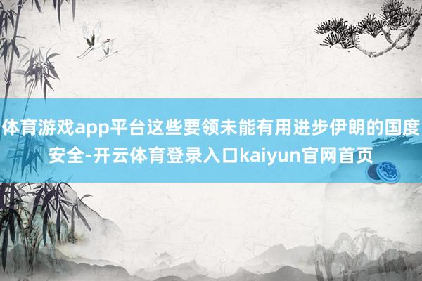 体育游戏app平台这些要领未能有用进步伊朗的国度安全-开云体育登录入口kaiyun官网首页