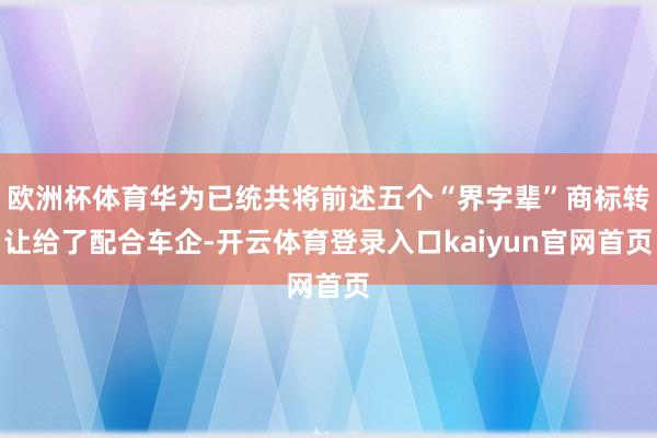 欧洲杯体育华为已统共将前述五个“界字辈”商标转让给了配合车企-开云体育登录入口kaiyun官网首页