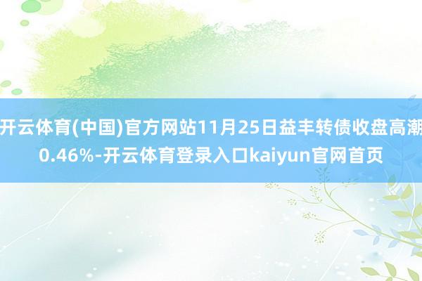 开云体育(中国)官方网站11月25日益丰转债收盘高潮0.46%-开云体育登录入口kaiyun官网首页